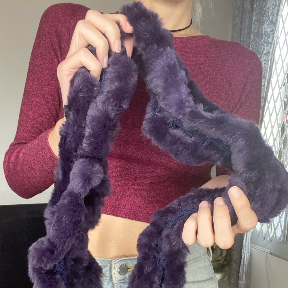 Purple Rabbit Hair Scarf
